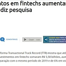 Investimentos em fintechs aumentam 87% at setembro, diz pesquisa